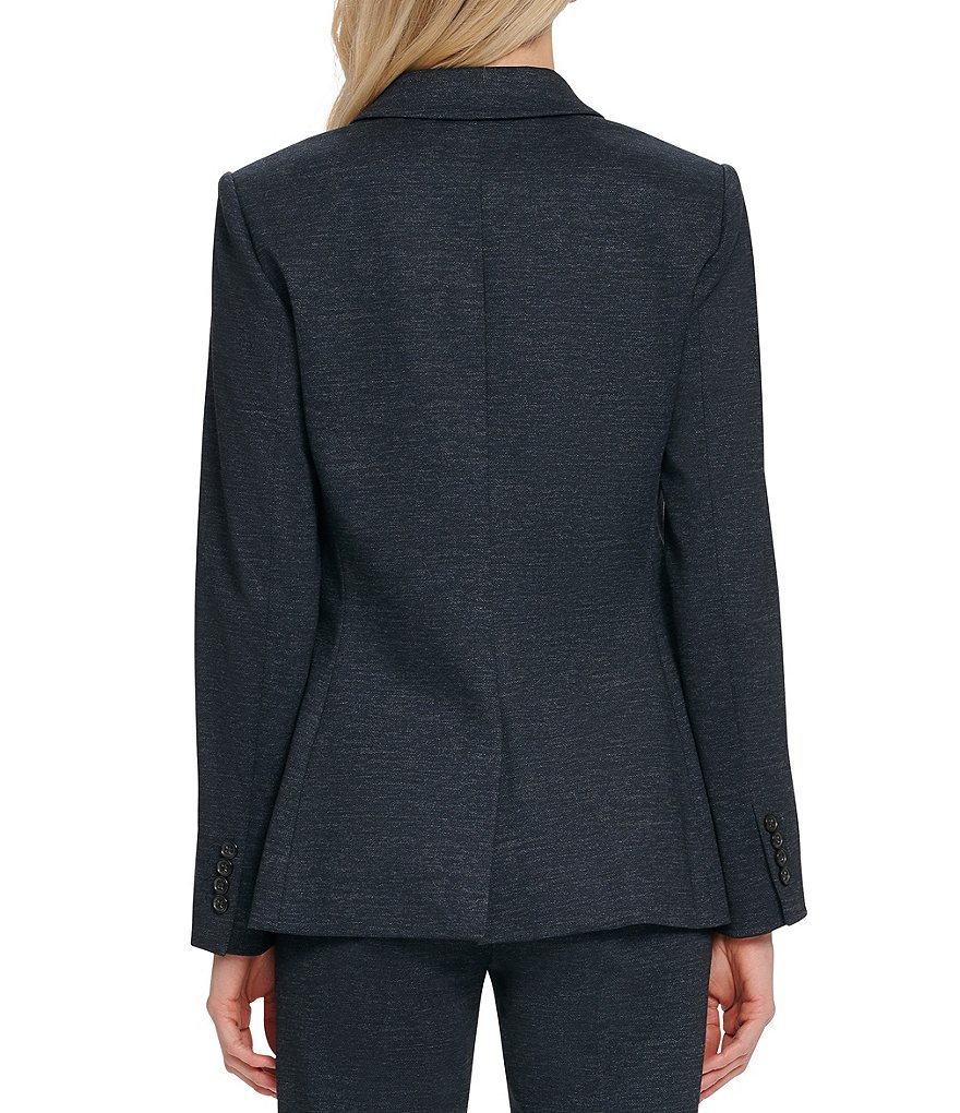 Kasper Snap Front One Button Notch Crepe Jacket