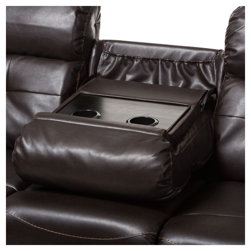 2pc Roland Modern and Contemporary Faux Leather Sectional with Recliner and Storage Chaise Black - Baxton Studio