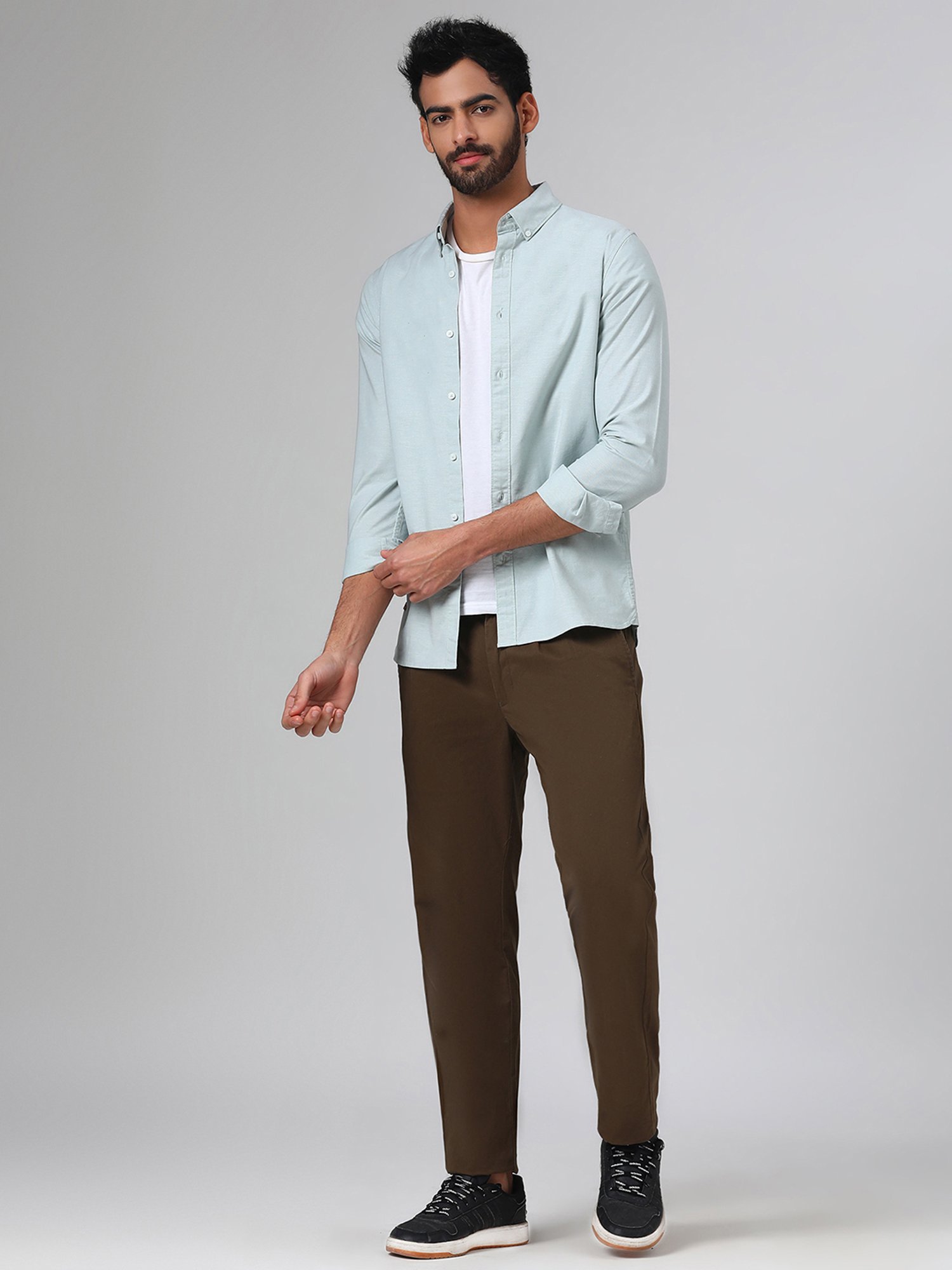 SUBTRACT Dark Olive Regular Fit Pleated Trousers