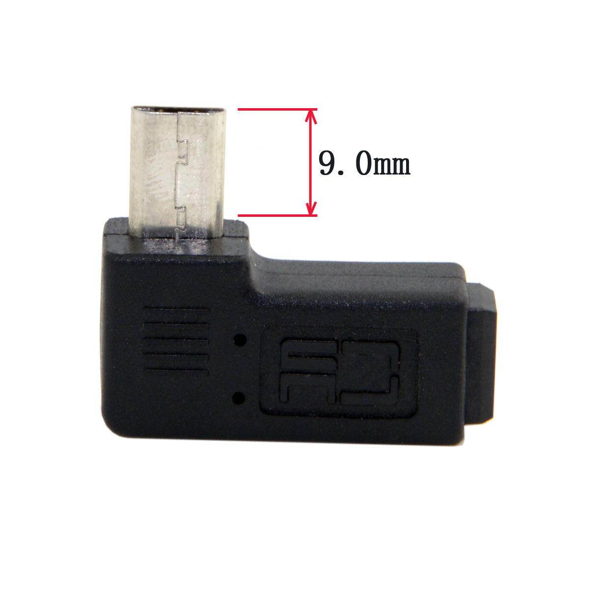 2pcs Left & Right Angled Mini USB 5P Female to Micro USB Male Data Power Adapter