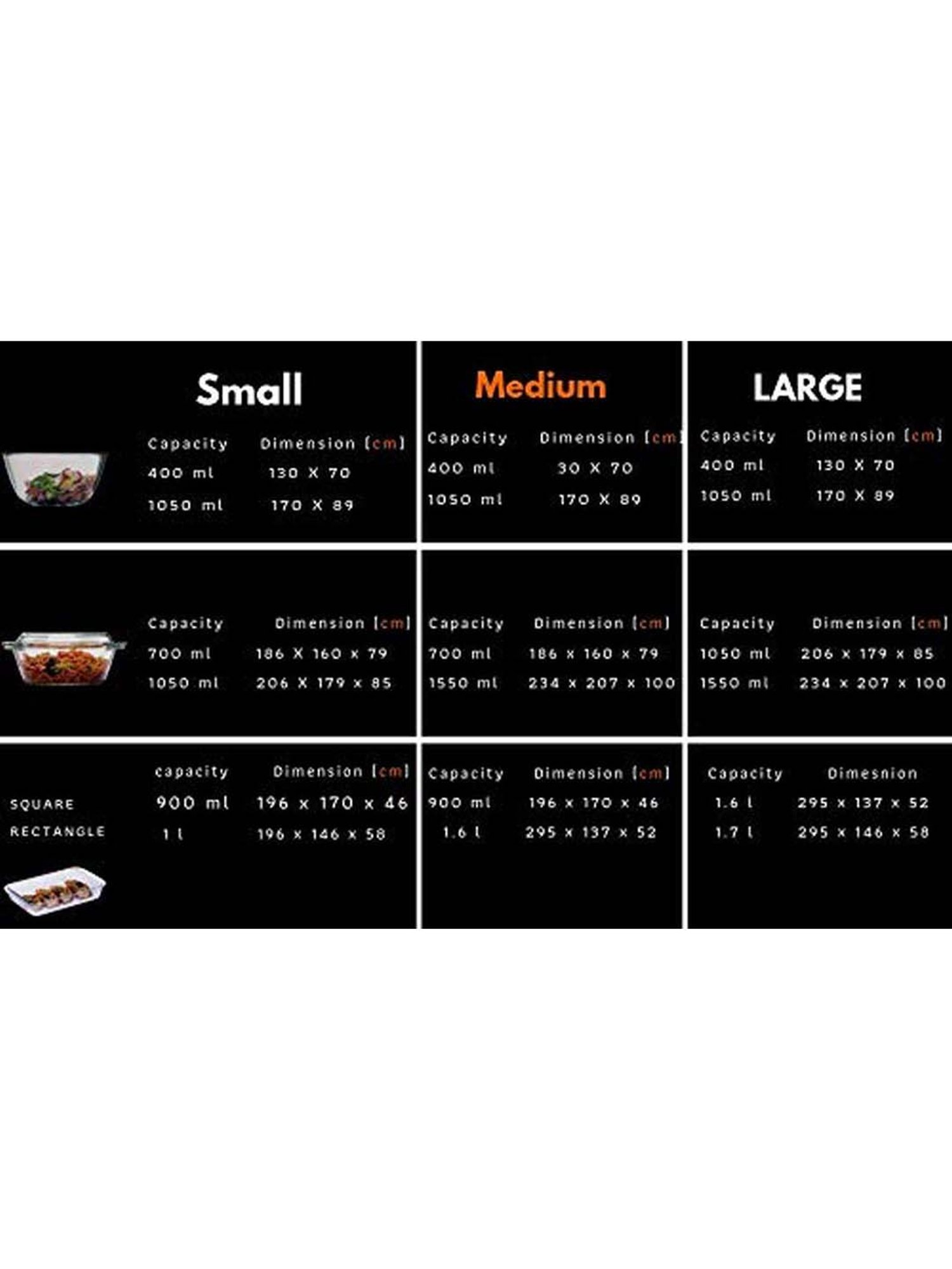 Femora Borosilicate Glass Microwave Safe Bakeware Kitchen Combo - Set of 6