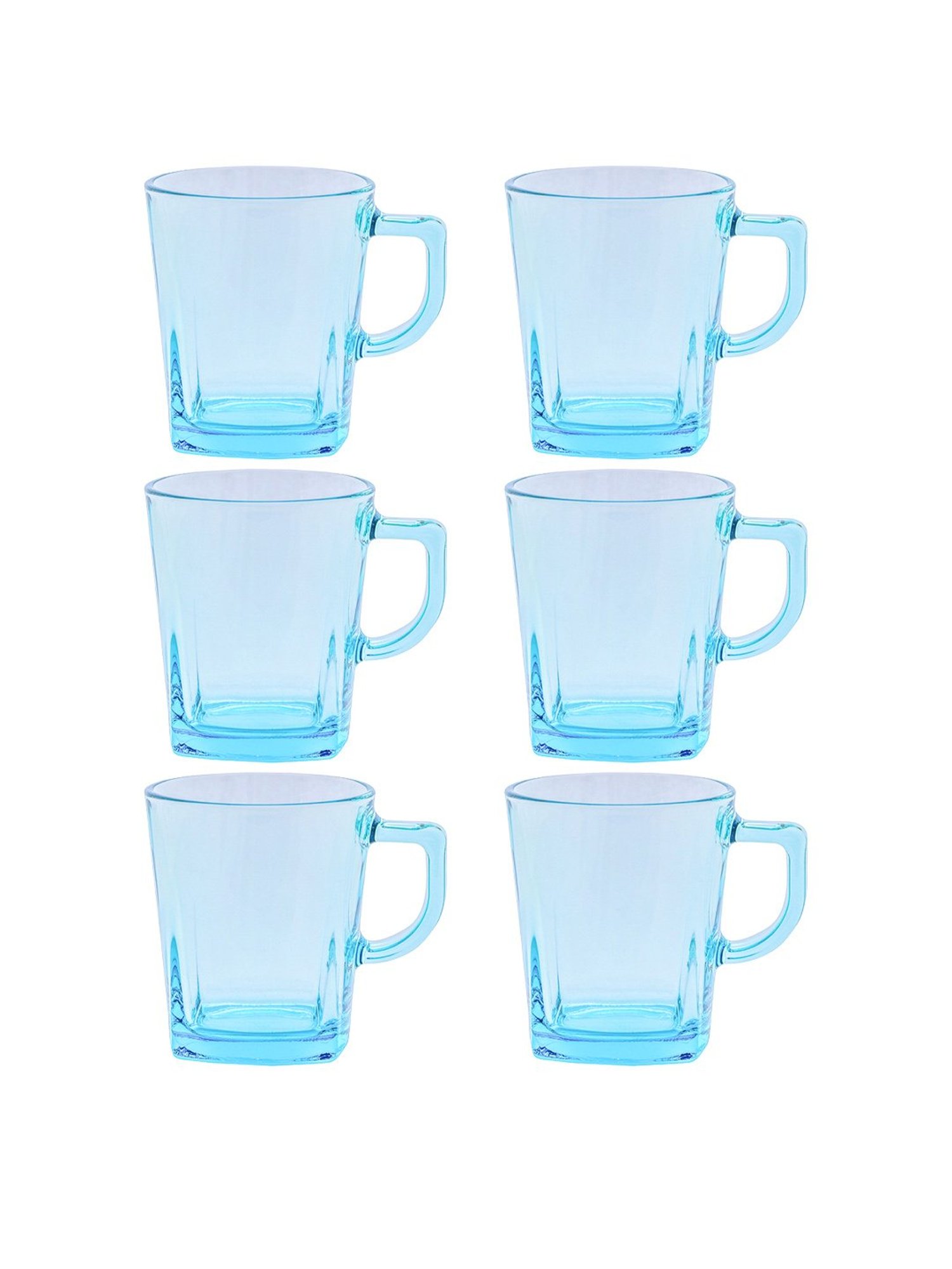 Pasabahce Transparent Glass Carre Coffee Mugs - Set of 6 (270ml)
