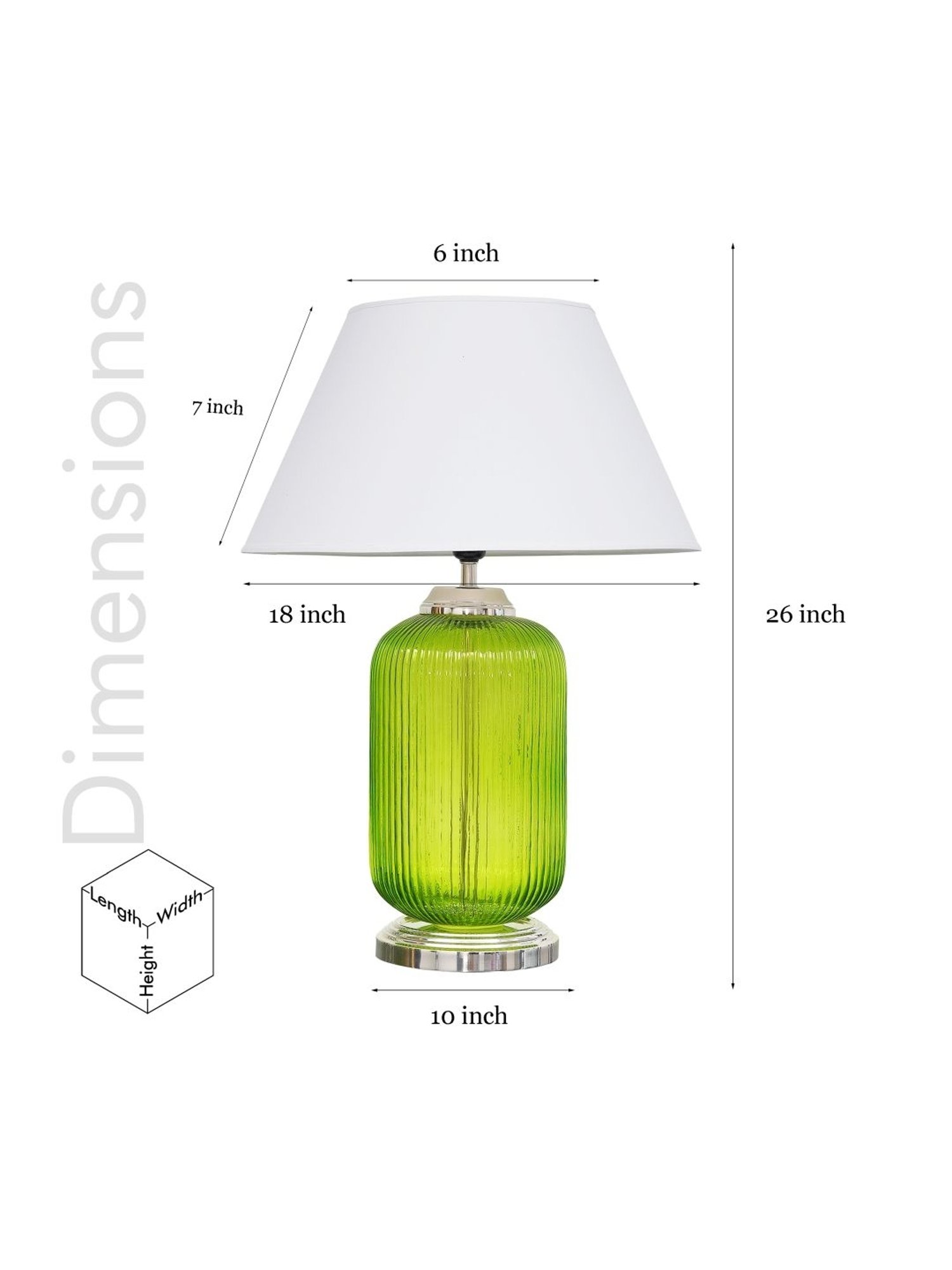 Kapoor Lamp Shades Green & White Glass Maloto Luster Finish Cotton Shade Table Lamp