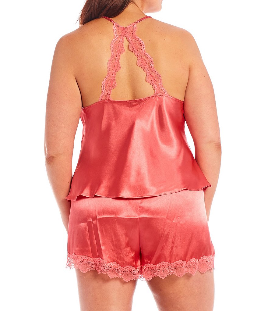 In Bloom by Jonquil Plus Solid Satin & Lace Shorty Pajama Set