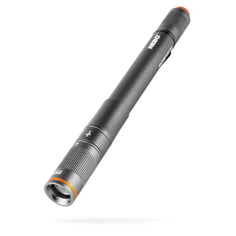 NEBO Columbo Flex 250 Lumen Easy Touch Waterproof Pen Sized Flashlight with 3 Light Modes, Includes Rechargeable Battery and Pocket Clip, Grey
