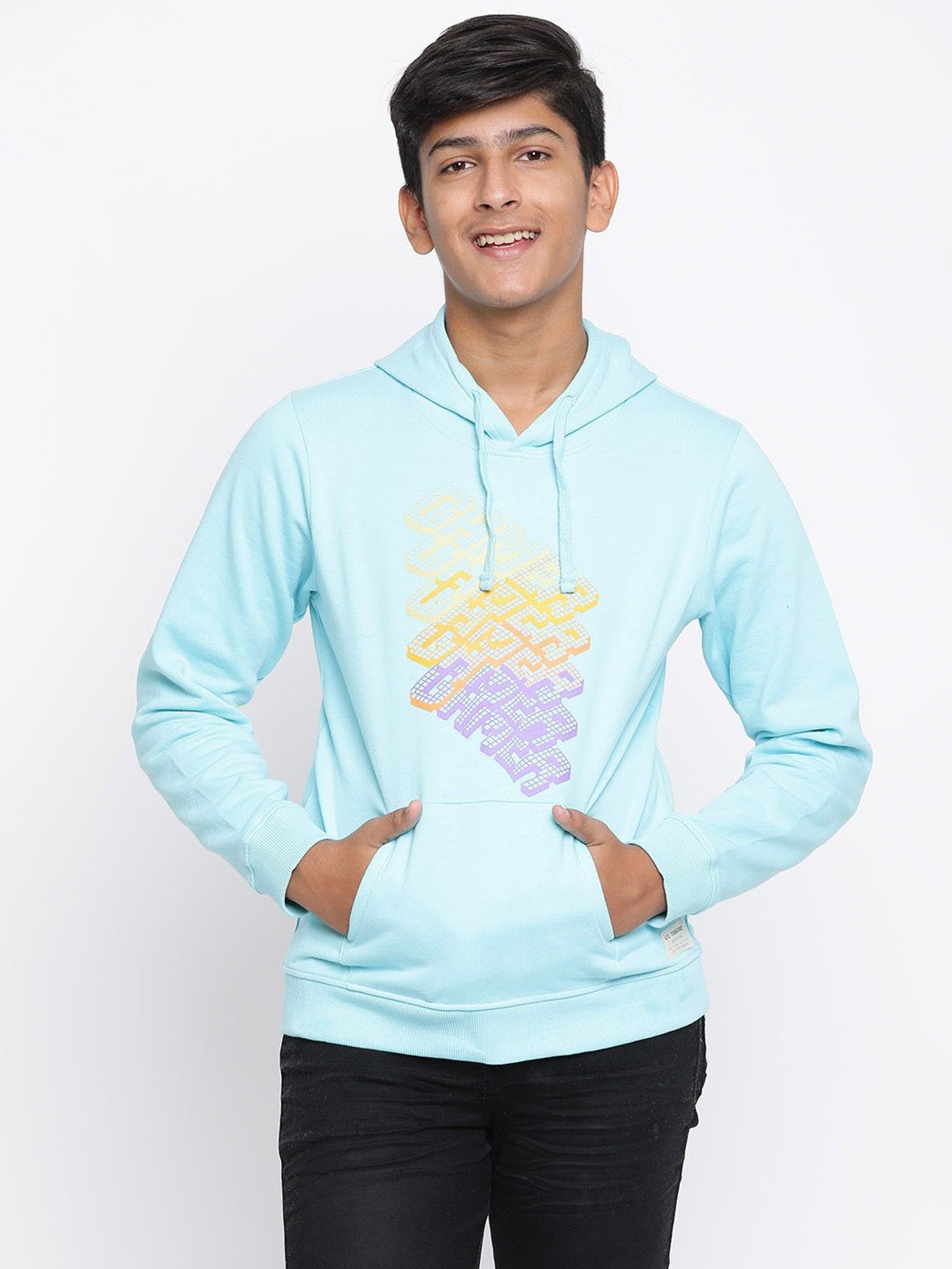 Lil Tomatoes Kids Sky Blue Printed Full Sleeves Sweatshirt