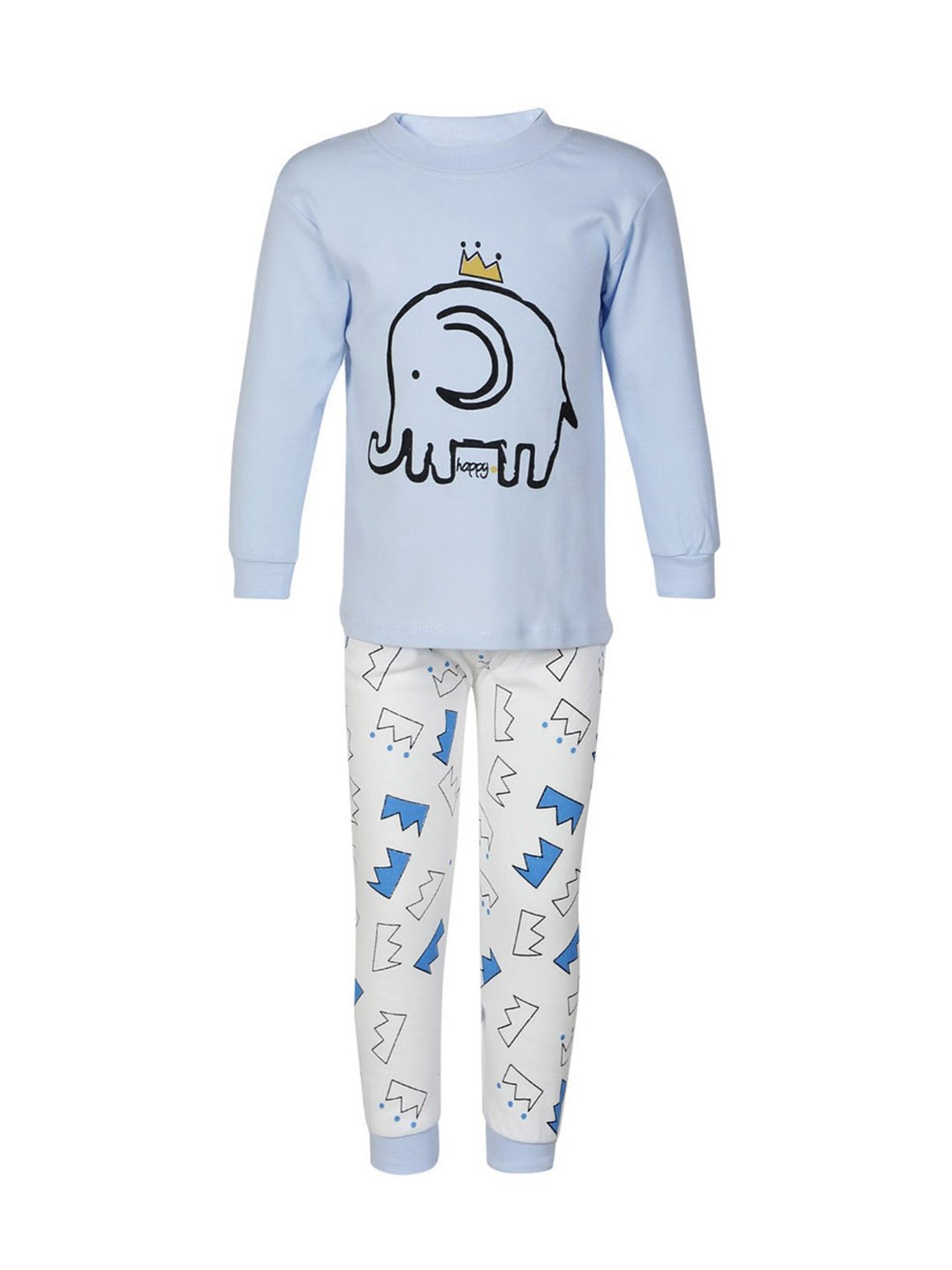 Passion Petals Boys Blue & White Printed T-Shirt with Pajamas