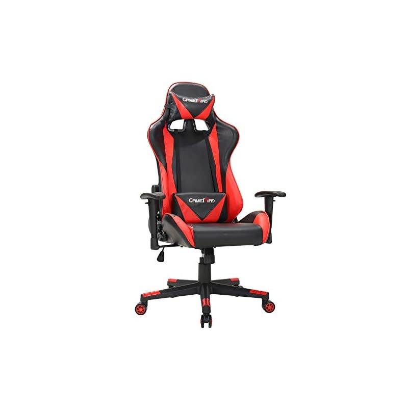 Back PU Leather Swivel Gaming Chair with Adjustable Lumbar Support Headrest Footrest Video Game Chair Racing Office Chair (Bule)