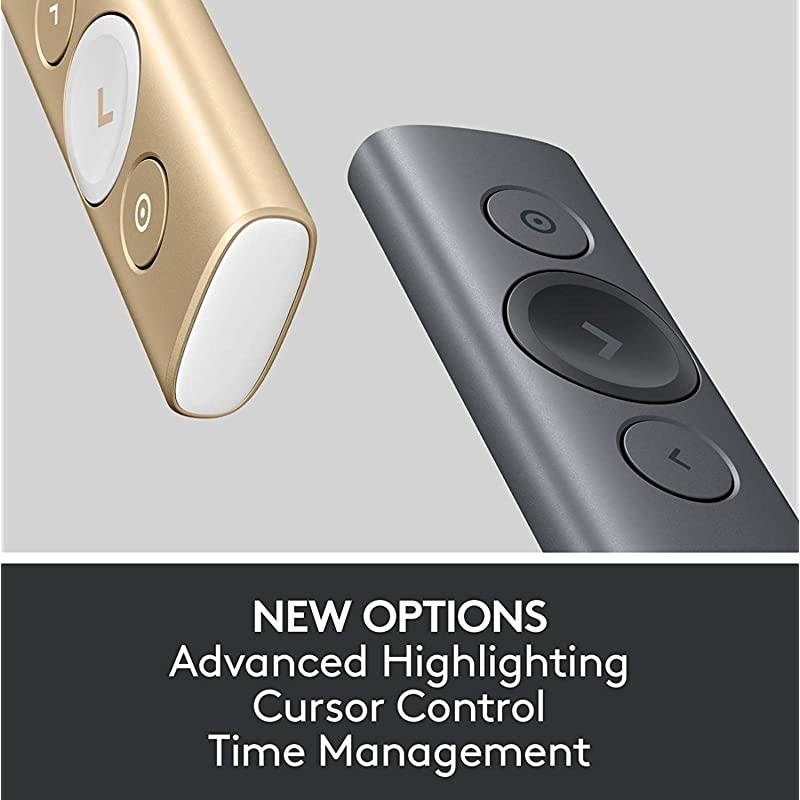 Spotlight Presentation Remote Advanced Digital Highlighting with Bluetooth Universal Presenter Clicker 30M Range and Quick Charging Gold