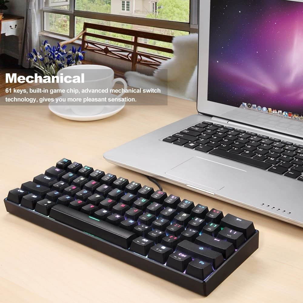 Docooler MOTOSPEED CK61 USB Wired Mechanical Gaming Keyboard RGB Red Switches Keyboard 61 Keys