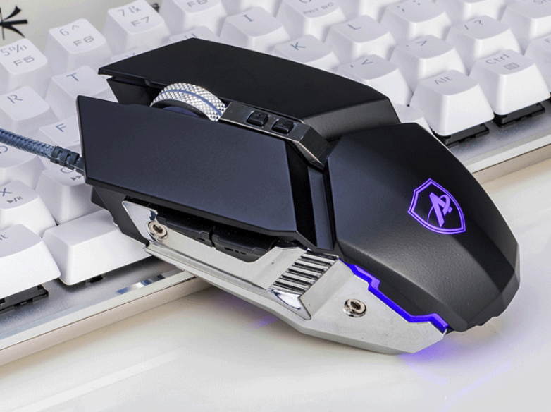 Ajazz AJ110S Ergonomic Design, Cool Exterior USB Wired 3200DPI Gaming Mouse, 4-color Breathing Light, Support PC and Laptop-Black