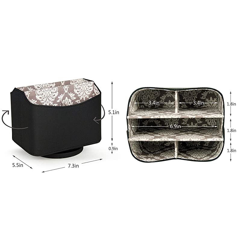 Spinning Remote Control Holder Remote Controller Holder Remote Caddy Media Storage Organizer Spinning Remote Control Organizer 73X 55 x 6 inches Nice Black PU Leather