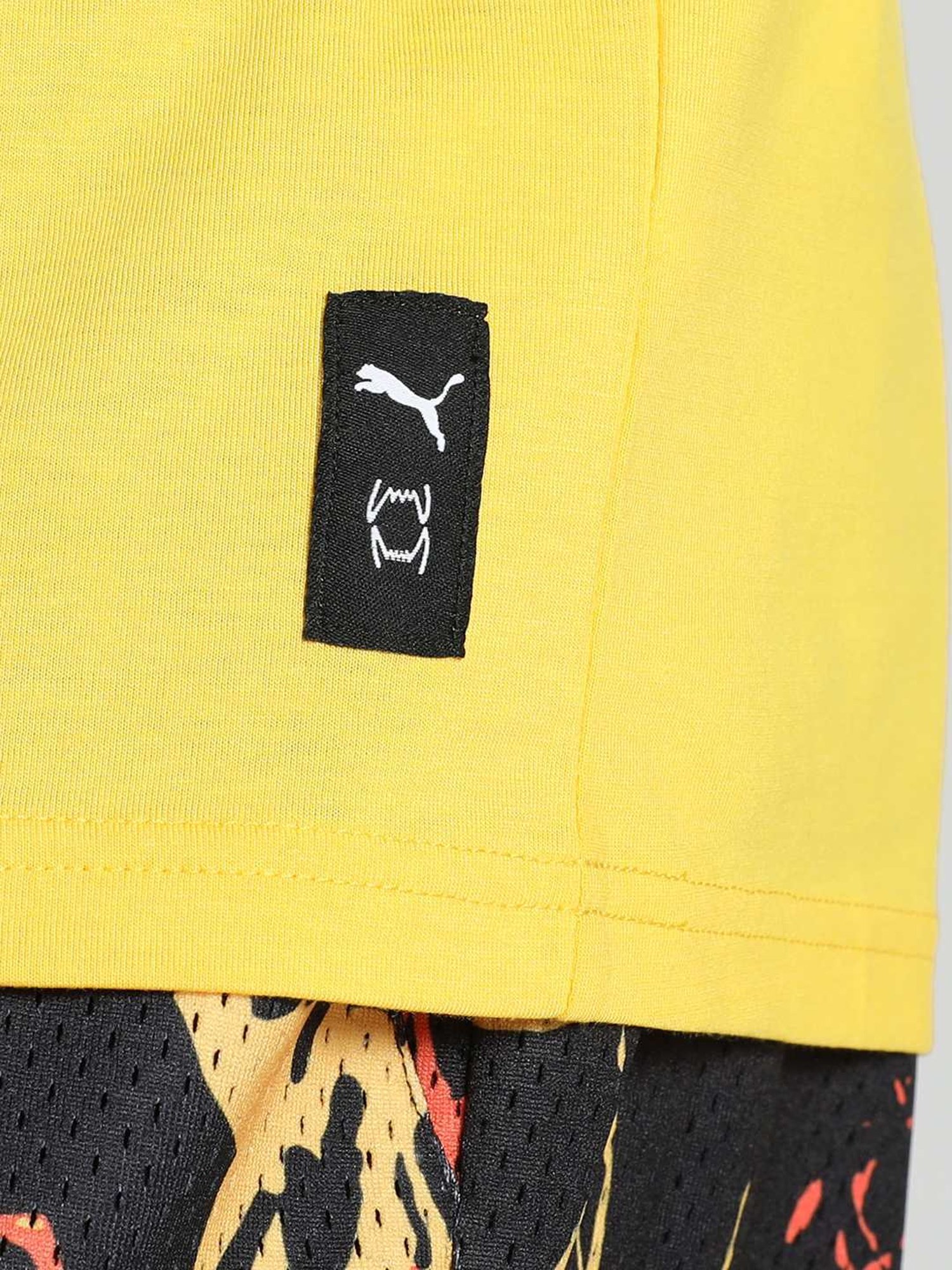 Puma Golden Ticket Gift Shop Yellow Regular Fit Printed Sports T-Shirt