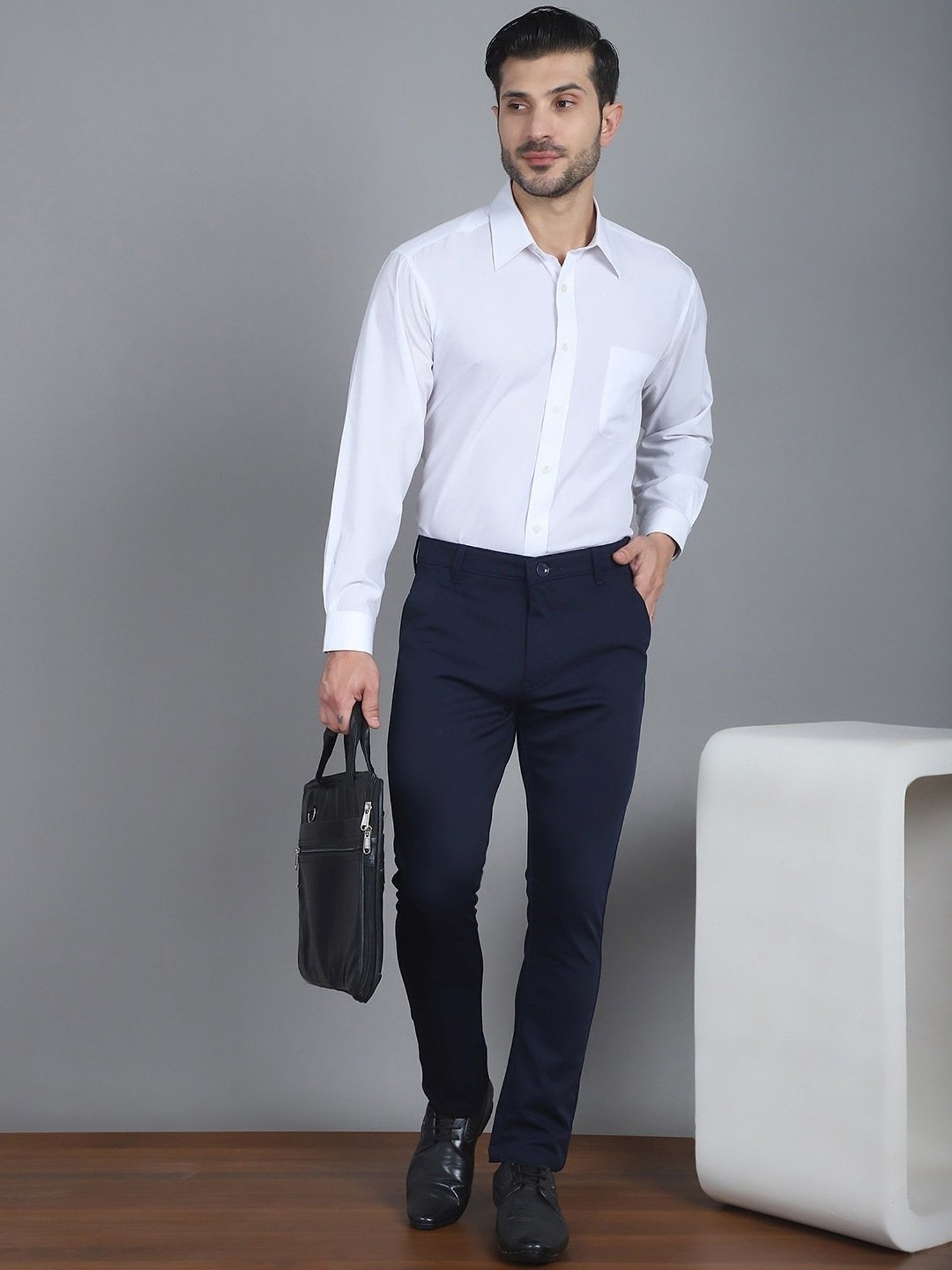 Jainish Indigo Tapered Fit Trousers