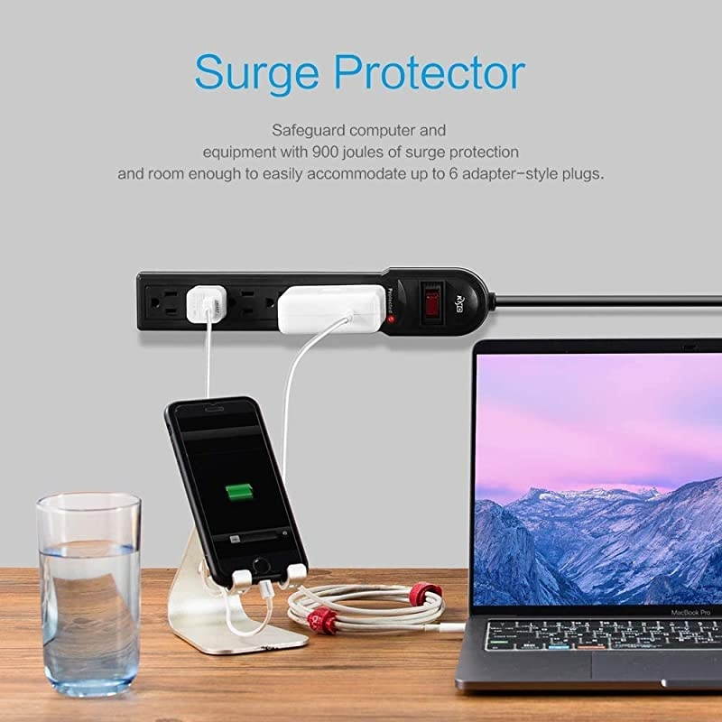 6-Outlet Surge Protector Power Strip 6 Pack