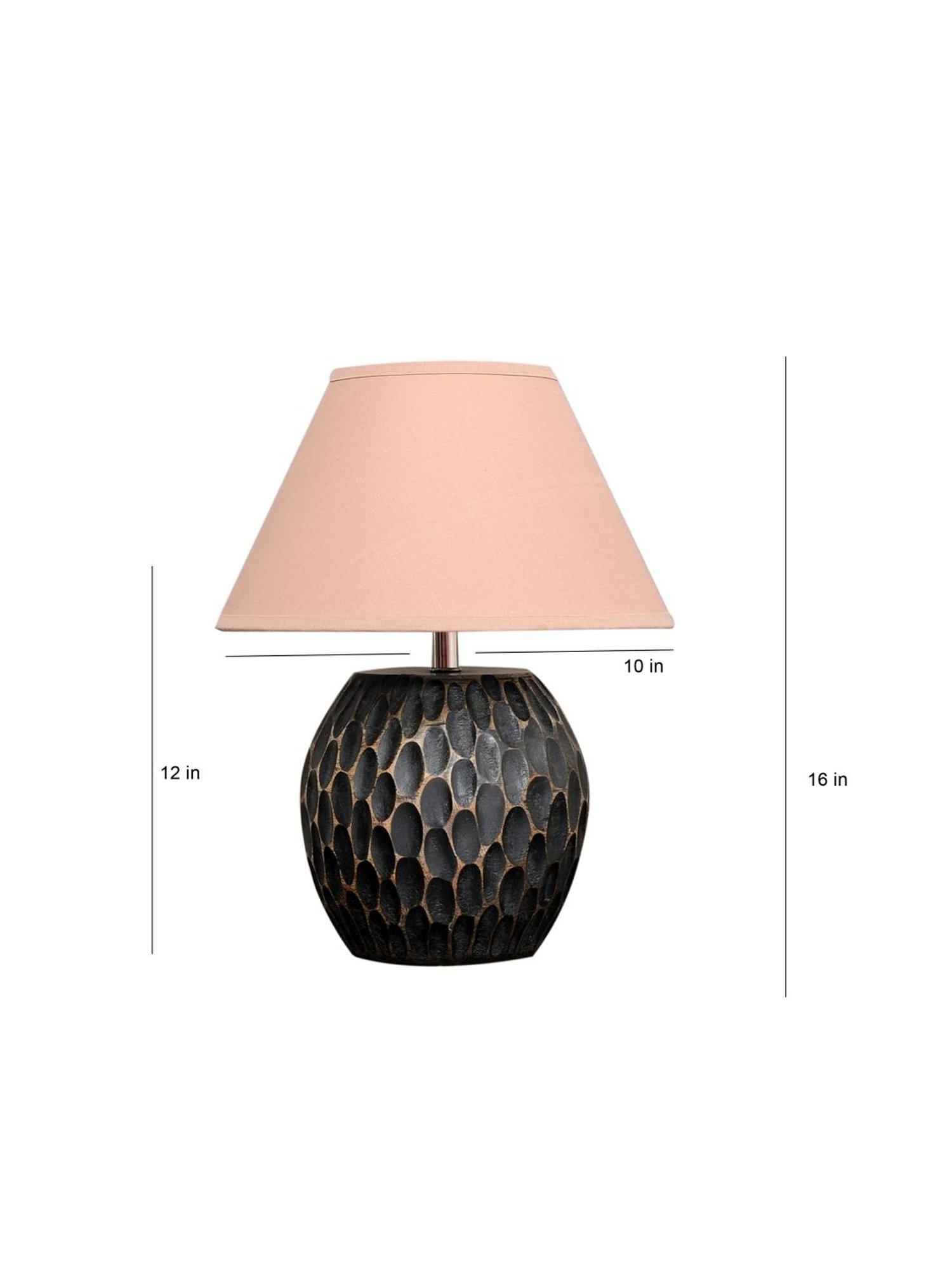 Kapoor Lamp Shades Black & Pink Wood Aida Mini Carved Table Lamp
