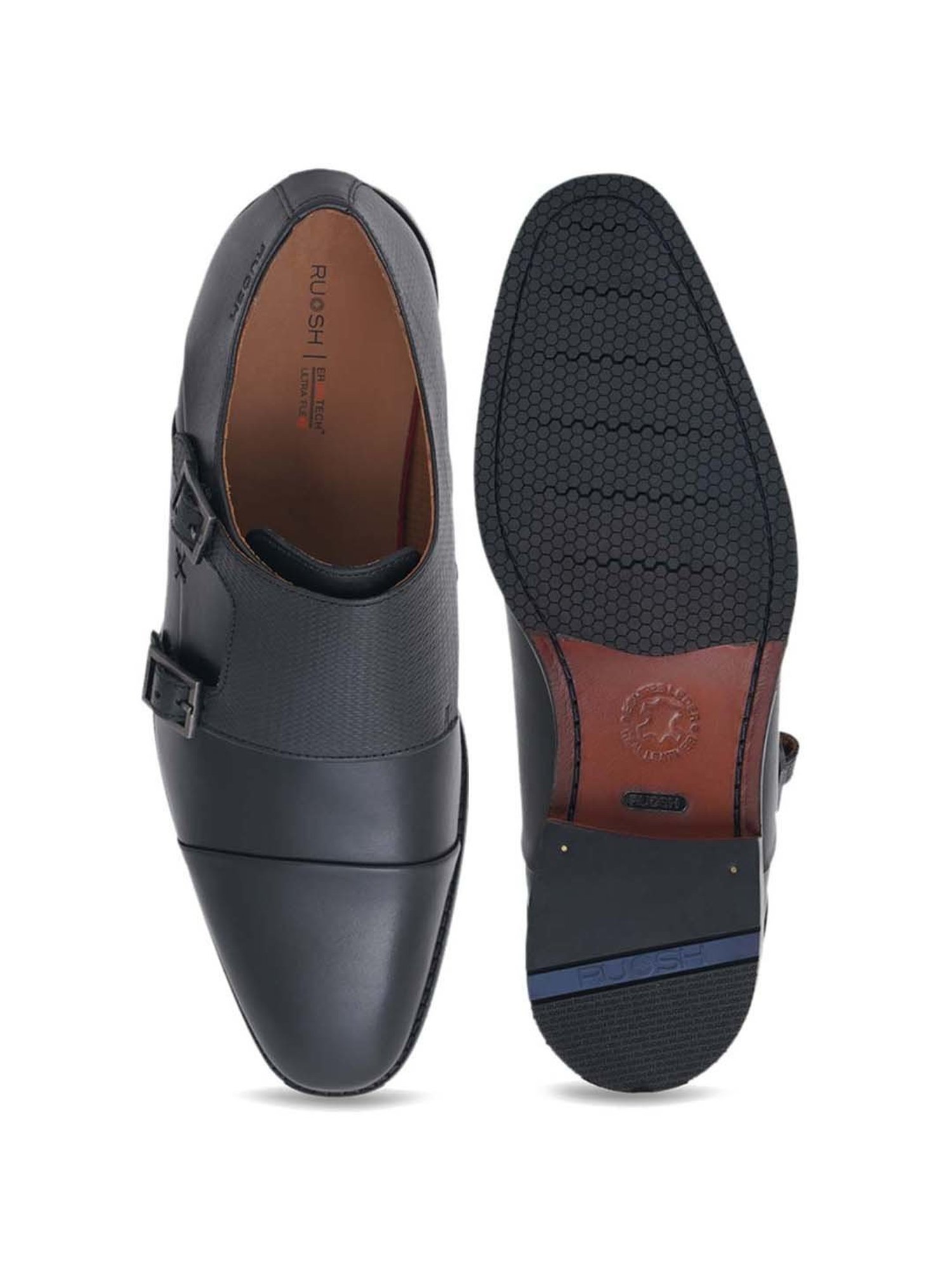 Ruosh Men's Colombo Black Monk Shoes