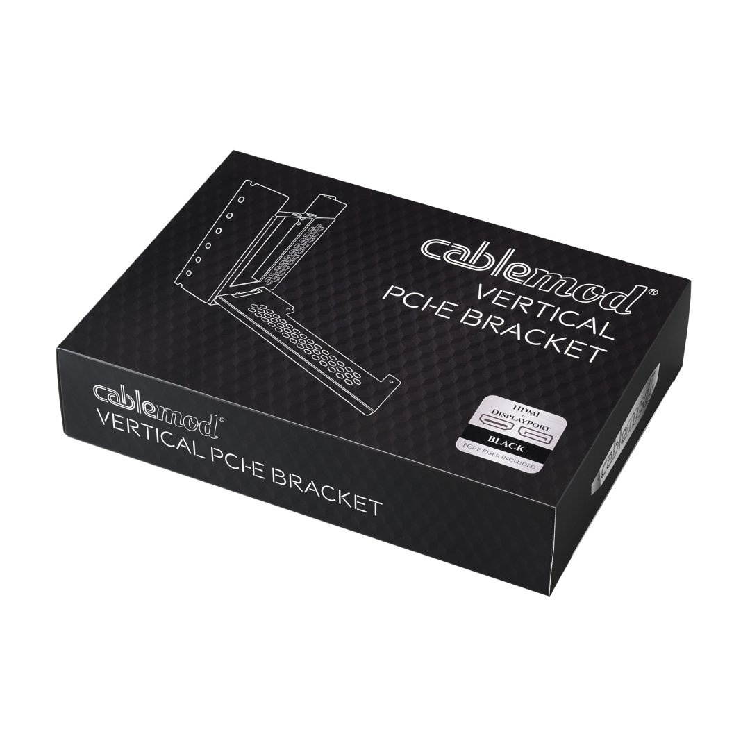 CableMod Vertical PCI-e Bracket with PCI-e 3.0 Riser Cable (Black, HDMI + DisplayPort)
