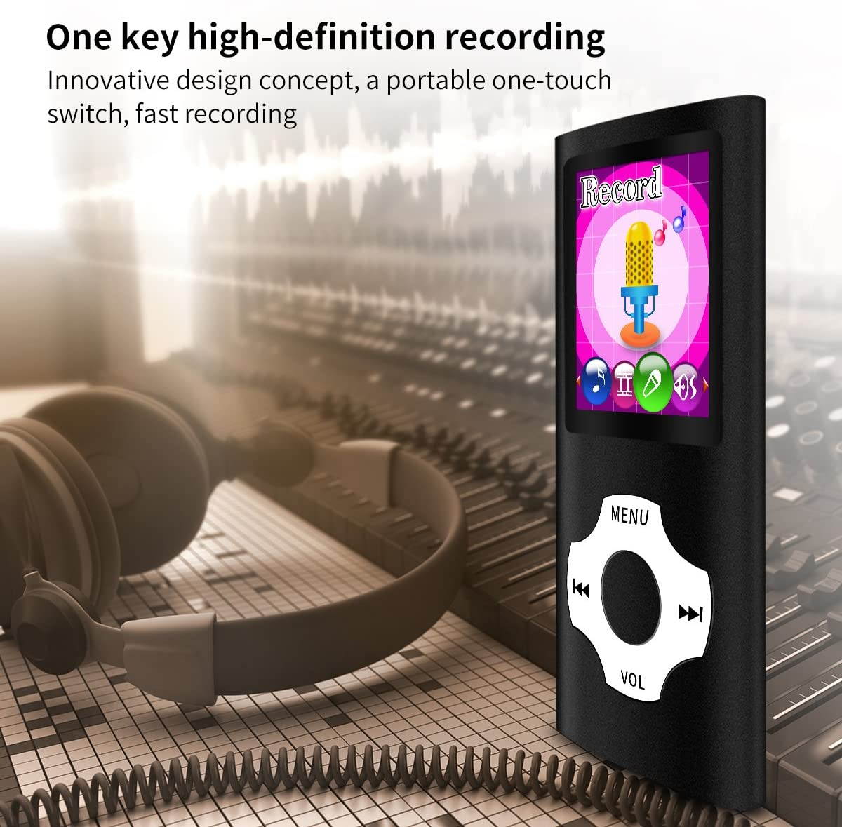 MYMAHDI MP3/MP4 Music Player with 16 GB Memory Card(Expandable Up to 128GB),Supporting Photo Viewer,Voice Recorder,FM Radio,E-Book Earphone Provided Color Black