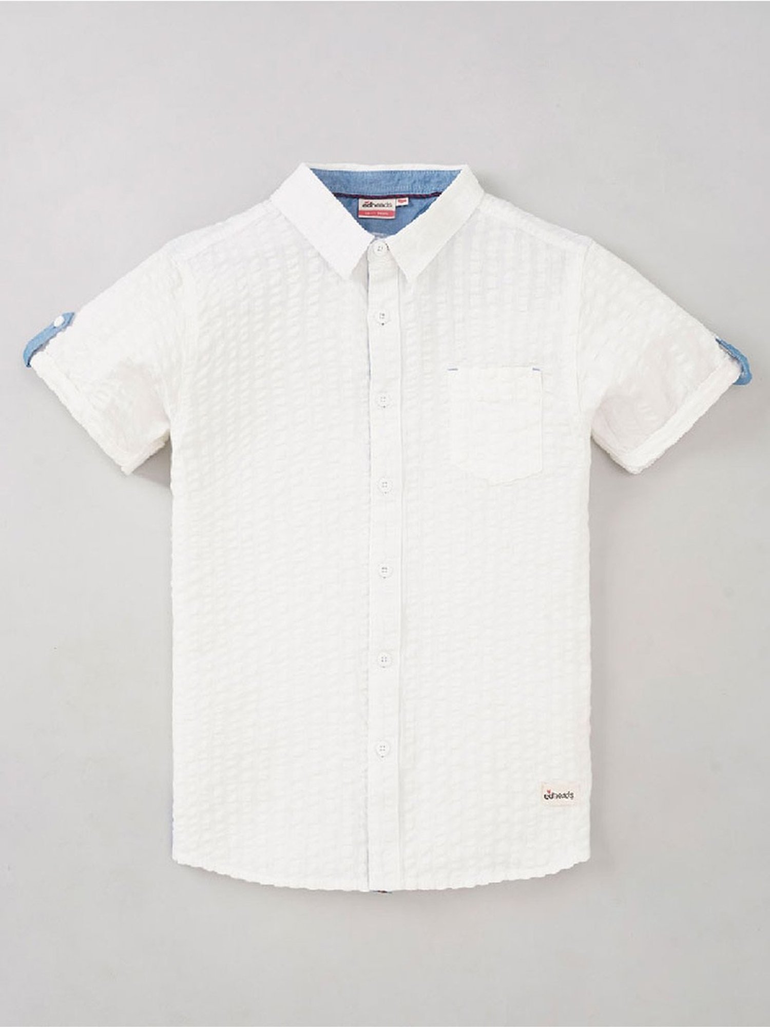 Edheads Kids White Cotton Self Pattern Shirt