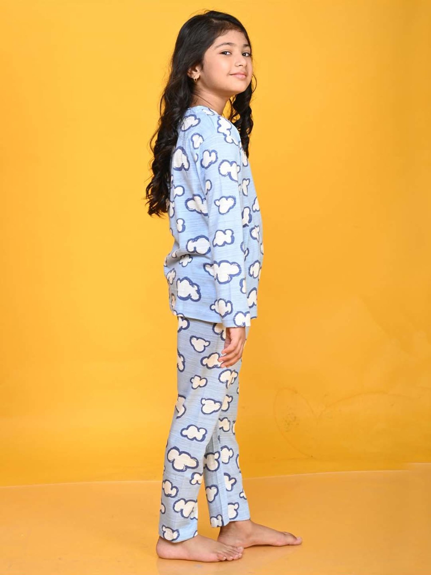 Anthrilo Kids Sky Cotton Printed Full Sleeves T-Shirt & Trouser