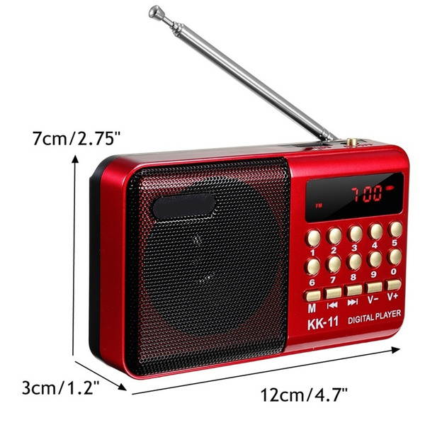 Portable Mini FM Radio Speaker Music Player TF Card U-Disk Reader W/ 18650# Rechargeable Battery