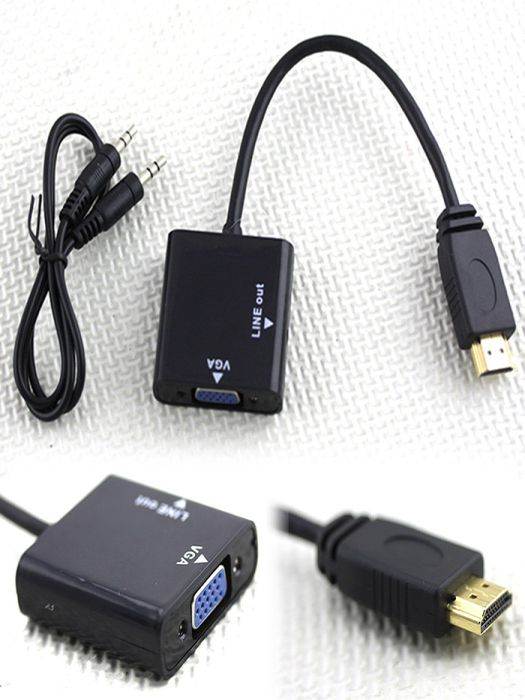 HDMI To VGA Cable + Aduio HD Conversion Cable Adapter Male to Female Converter For PC DVD HDTV