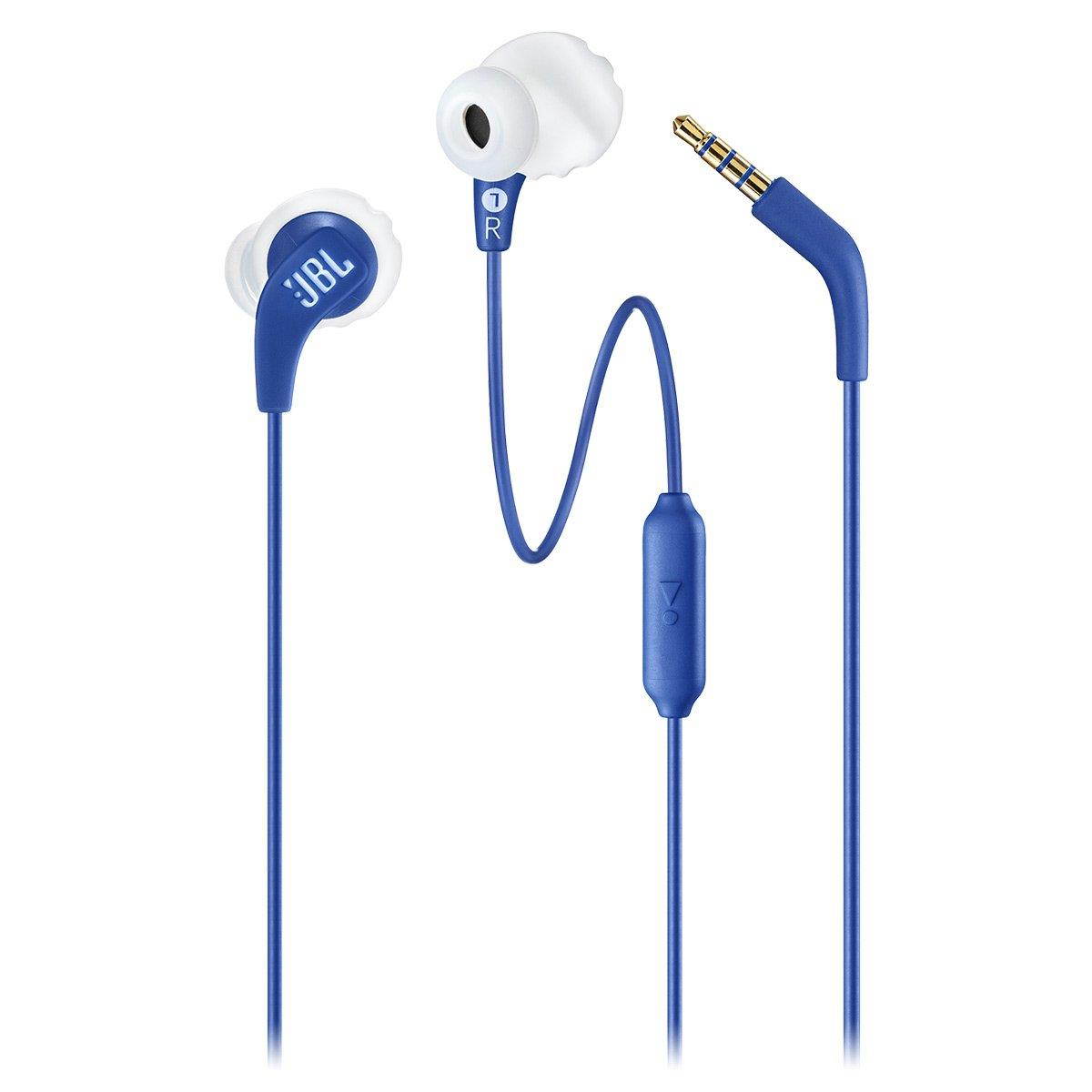 JBL Endurance RUN Sweatproof Sports In-Ear Headphones with One-Button Remote and Microphone (Blue)