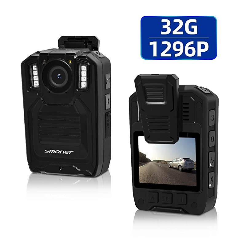1296P Body Camera with Audio, Multifunctional Police Body Cameras for Law Enforcement,Security Guard Body Camera,Waterproof Body Worn Camera with Night Vision,2 Inch Display Video(32GB)