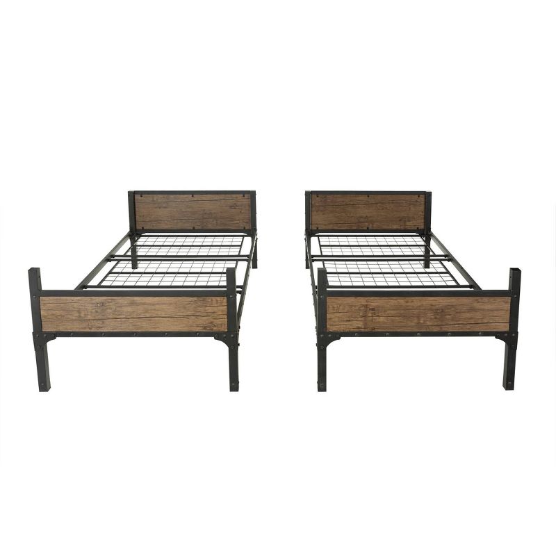 Twin over Twin Rustic Wood Bunk Bed Brown - Saracina Home