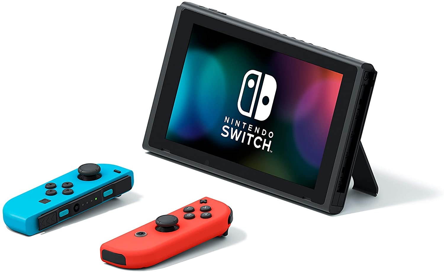 Nintendo HADSKABAA Switch Gaming Console with Neon Blue and Red Joy-Con Controllers - Black