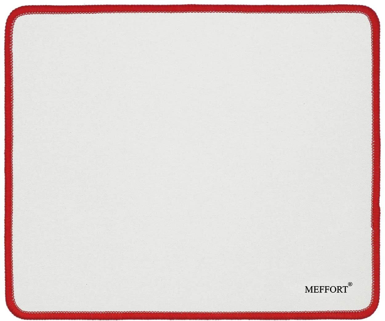 Meffort Inc Precise Gaming Mouse Pad Non-Slip Rubber Pads Stitched Edges Mousepad 9.5 x 7.9 inches - White with Red Edges