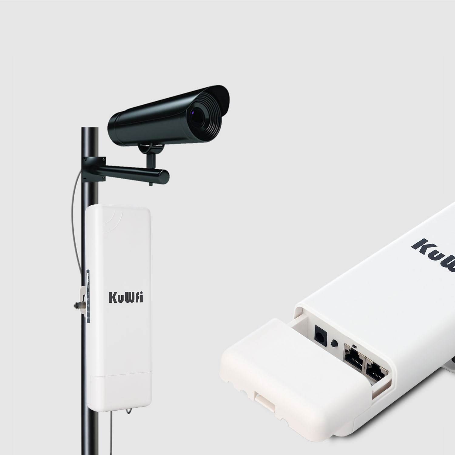 KuWfi CPE450 Wireless Long Range 2-3km 5.8Ghz 900Mbps Wireless Outdoor CPE wifi Bridge High Power Wireless Router Super WDS Wifi Reapter with 14dBi Antenna 24V POE support