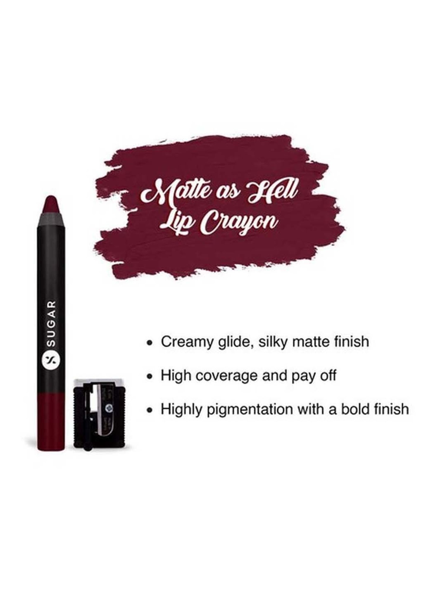 Sugar Cosmetics Matte As Hell Crayon Lipstick 24 Rachel Berry - 2.8 gm