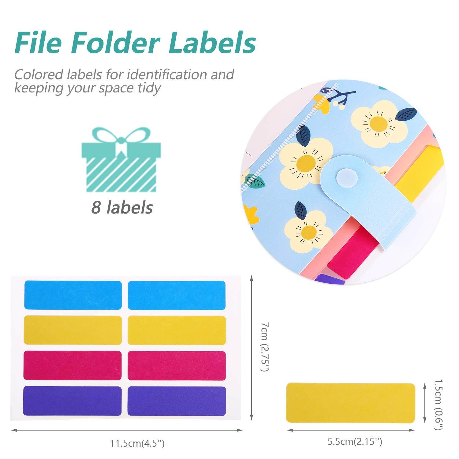 Skydue Expanding File Folders with 8 lables, Floral Printed Accordion Document Folder Organizer US Letter Size