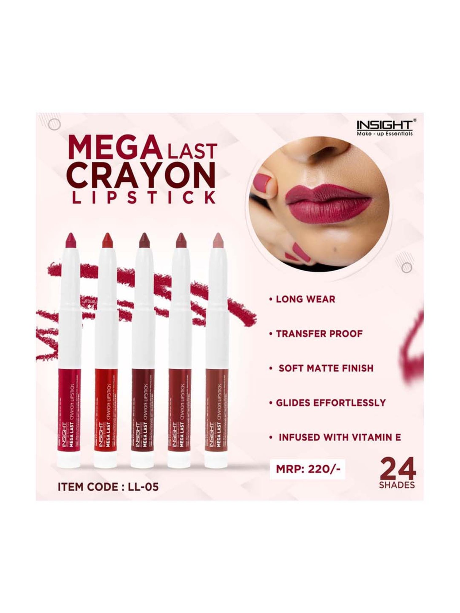 Insight Cosmetics Mega Last Crayon Lipstick 14-It's In My DNA - 1.3 gm