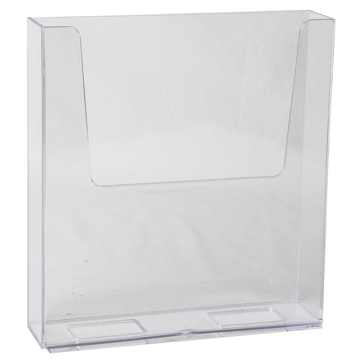 Clear-Ad - LHF-S160 - Acrylic Free Standing Flyer Holder 8.5 x 11 &ndash; Plastic Desk Organizer for Posters, Magazines, A4 Papers, Envelopes, Documents (Pack of 4)