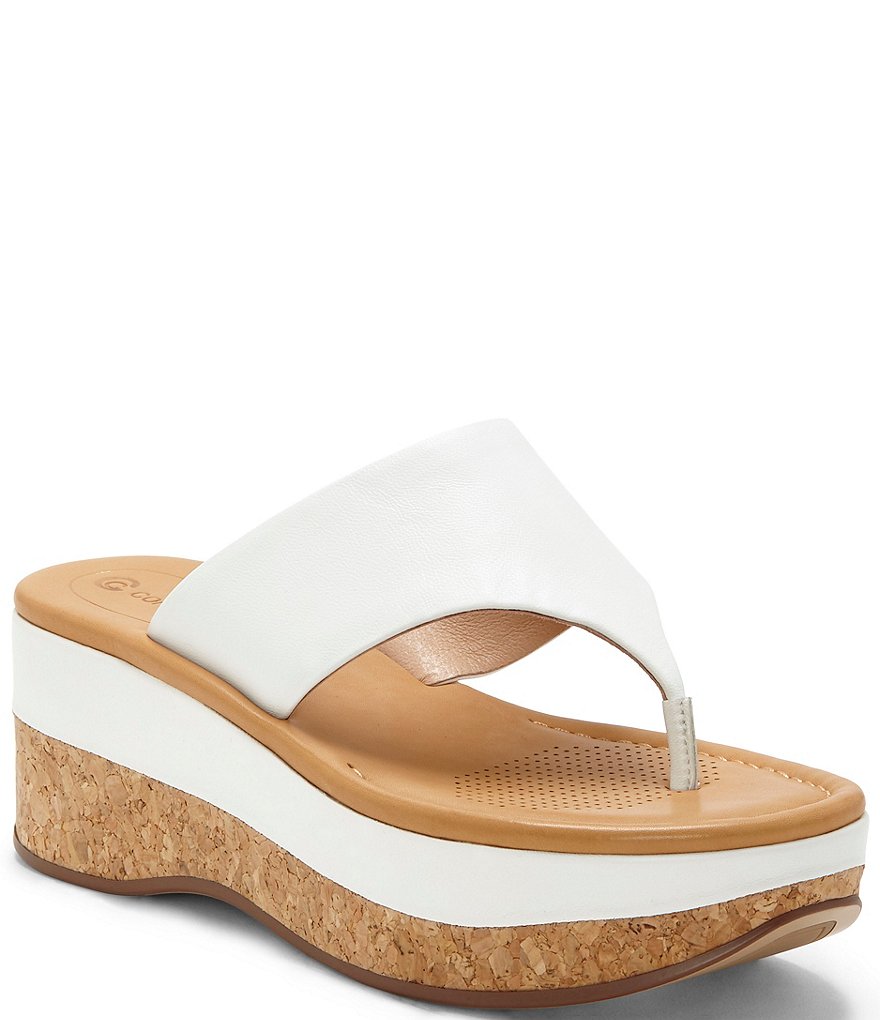 CC Corso Como Arowin Leather Thong Cork Platform Wedge Sandals