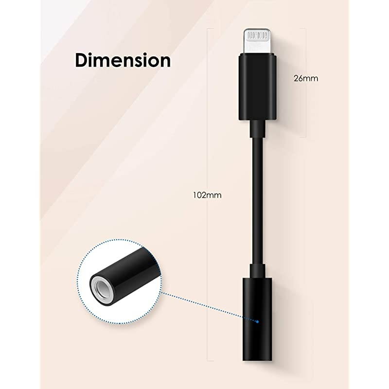 to 3.5 mm Headphone Jack Adapter MFi Certified Earphone Dongle Aux Cord Earbuds Audio Cable Converter Compatible with iPhone 12 11 Pro Max iPhone X XS XR Max iPhone 8 Plus 7 Plus RA1