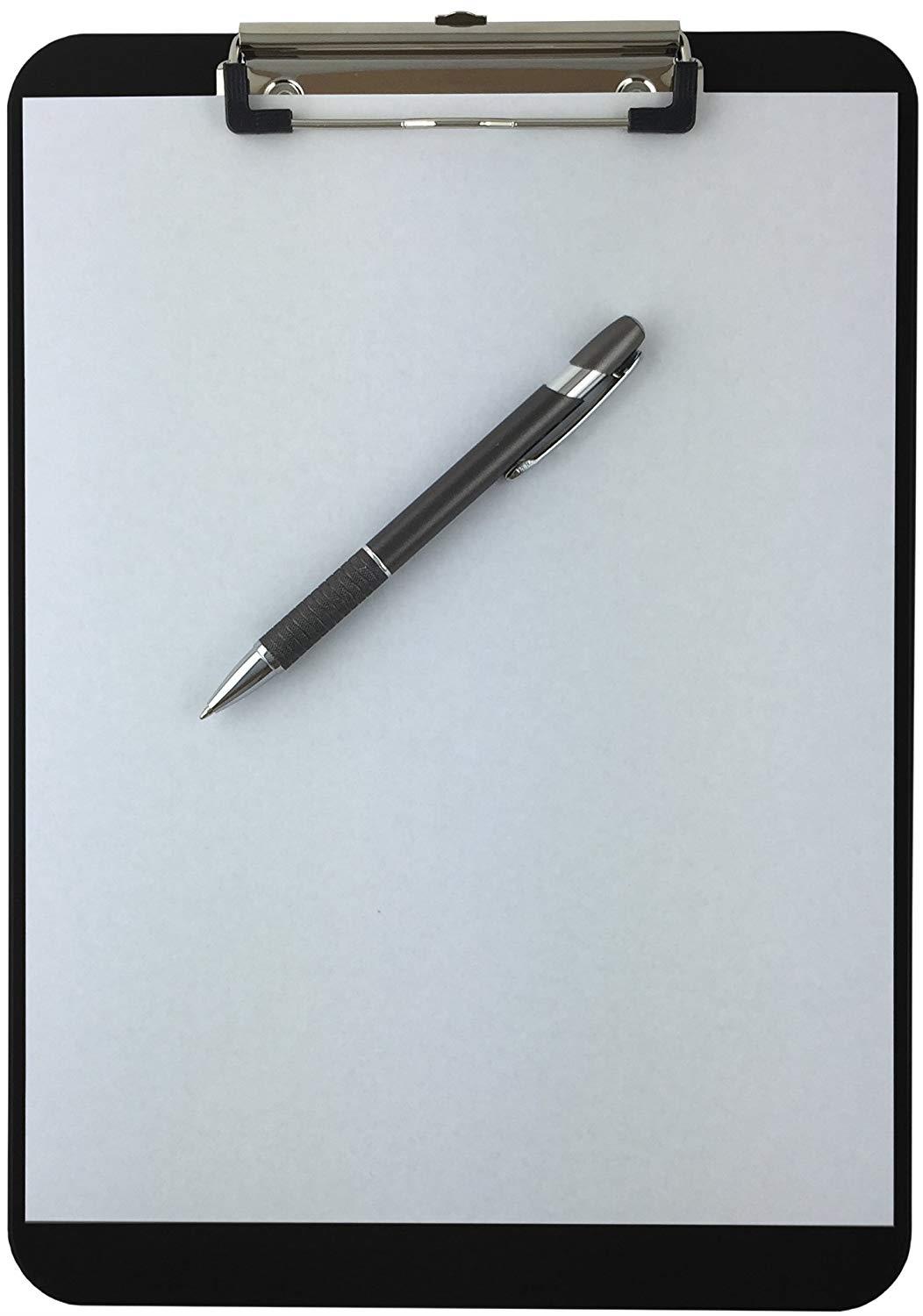 Trade Quest Plastic Clipboard Opaque Color Letter Size Low Profile Clip (Pack of 6) (Black)