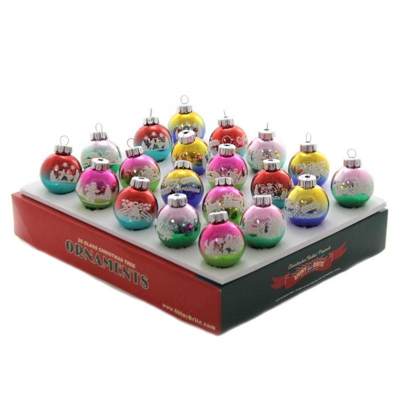 Shiny Brite 1.5" Ombre Flocked Rounds Set / 20 Ornament Christmas Confetti  -  Ornament Sets