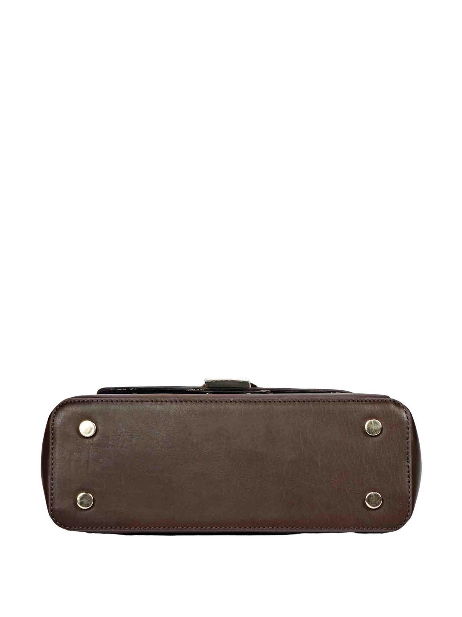 Saint G Brown & White Solid Small Shoulder Handbag