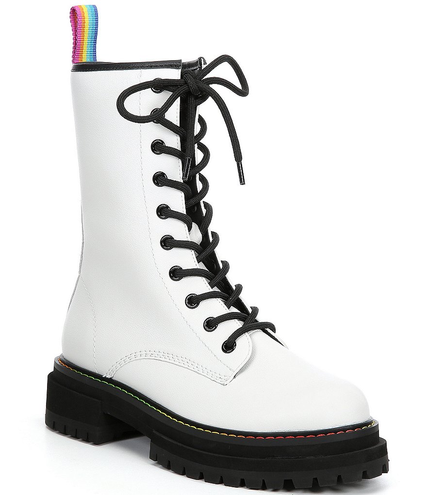 Kurt Geiger London Birdie High Leather Lace-Up Combat Boots
