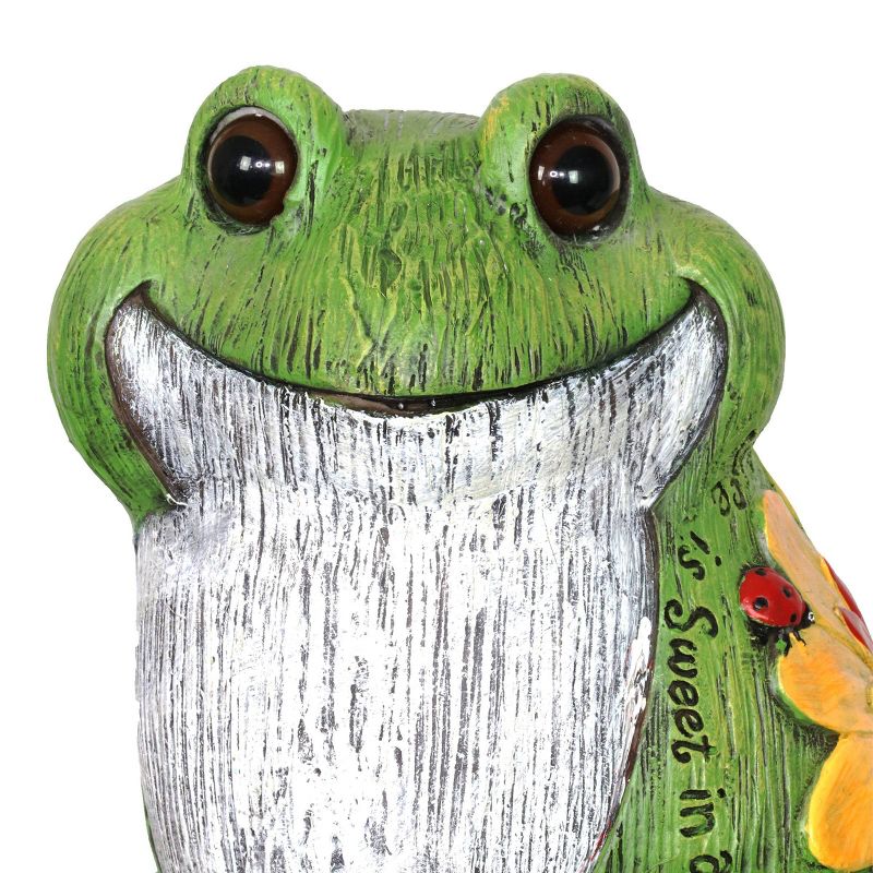 10.24" Resin Garden Frog Statue Green - Exhart