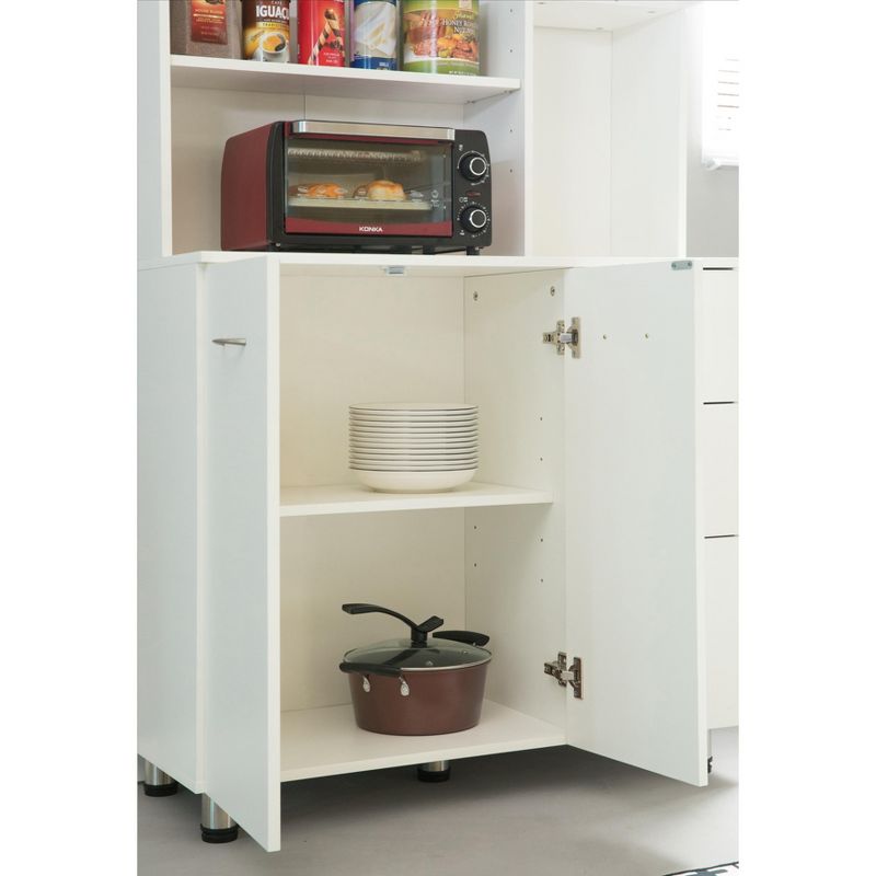 Basicwise Kitchen Pantry Storage Cabinetwith Doors and Shelves, White