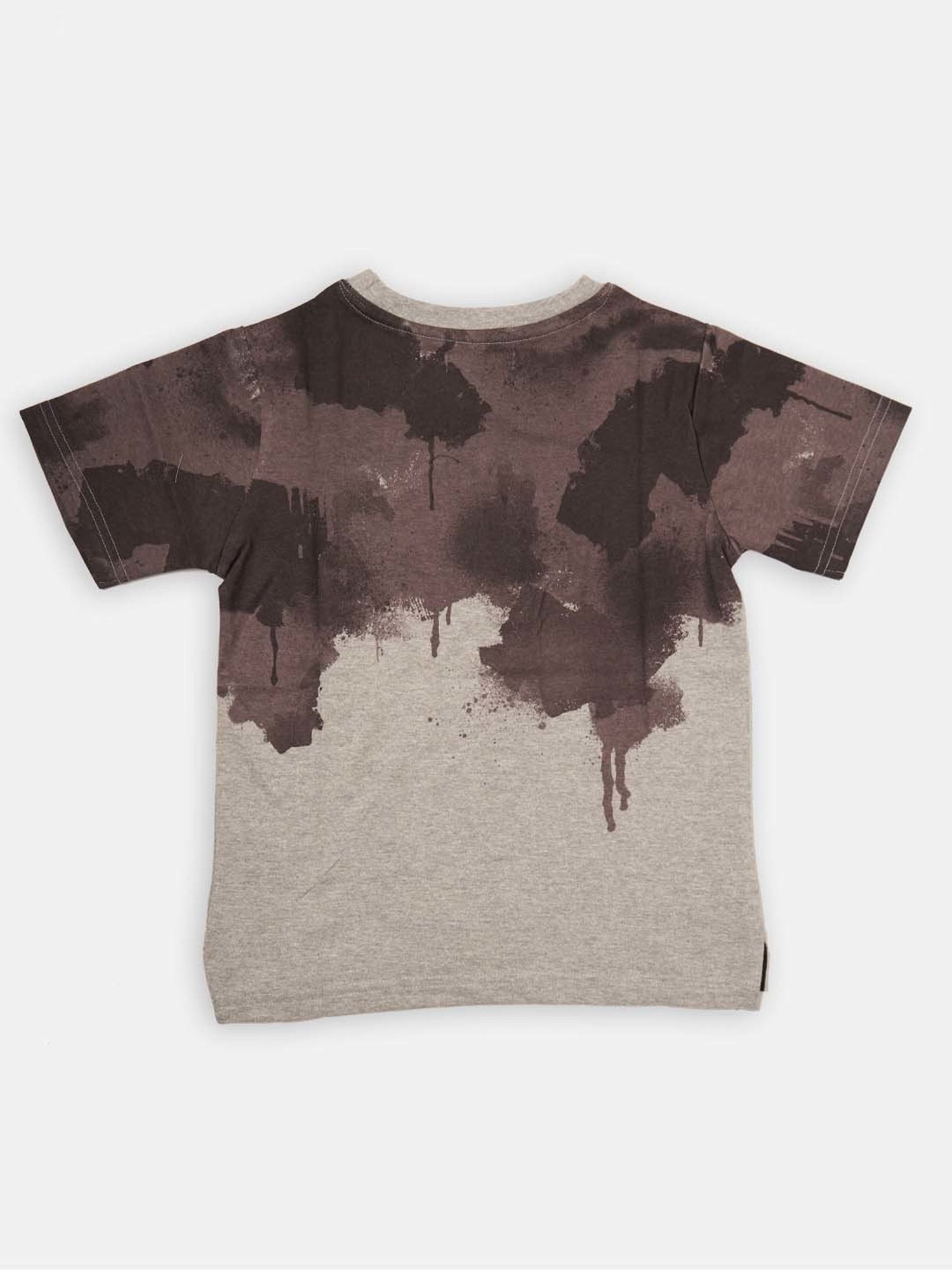 Angel & Rocket Kids Grey & Brown Cotton Printed T-Shirt