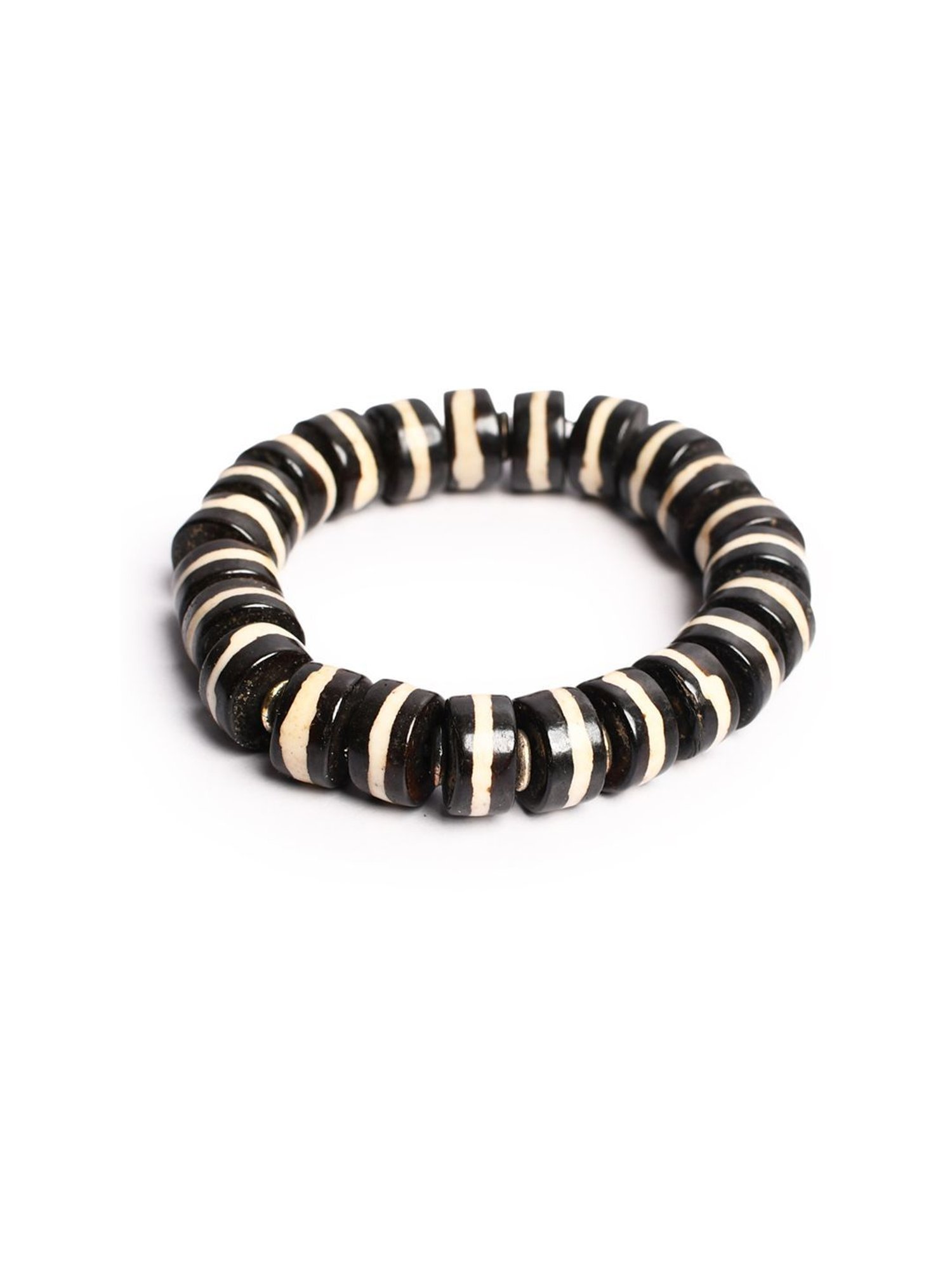 IMLI STREET Black & White Artificial Beaded Stretchable Bracelet for Women