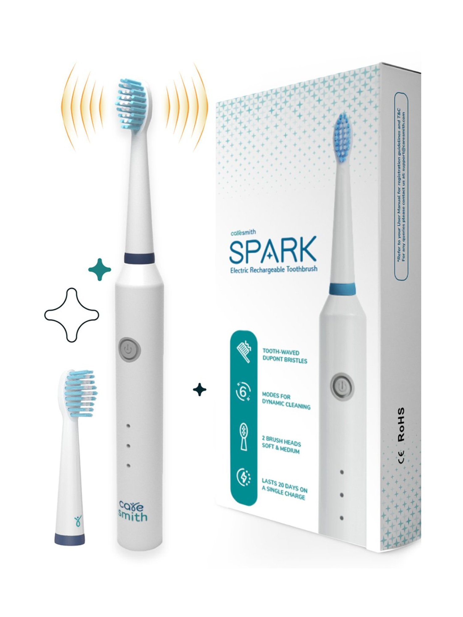Caresmith SPARK CS009 Rechargeable Electric Toothbrush (White)