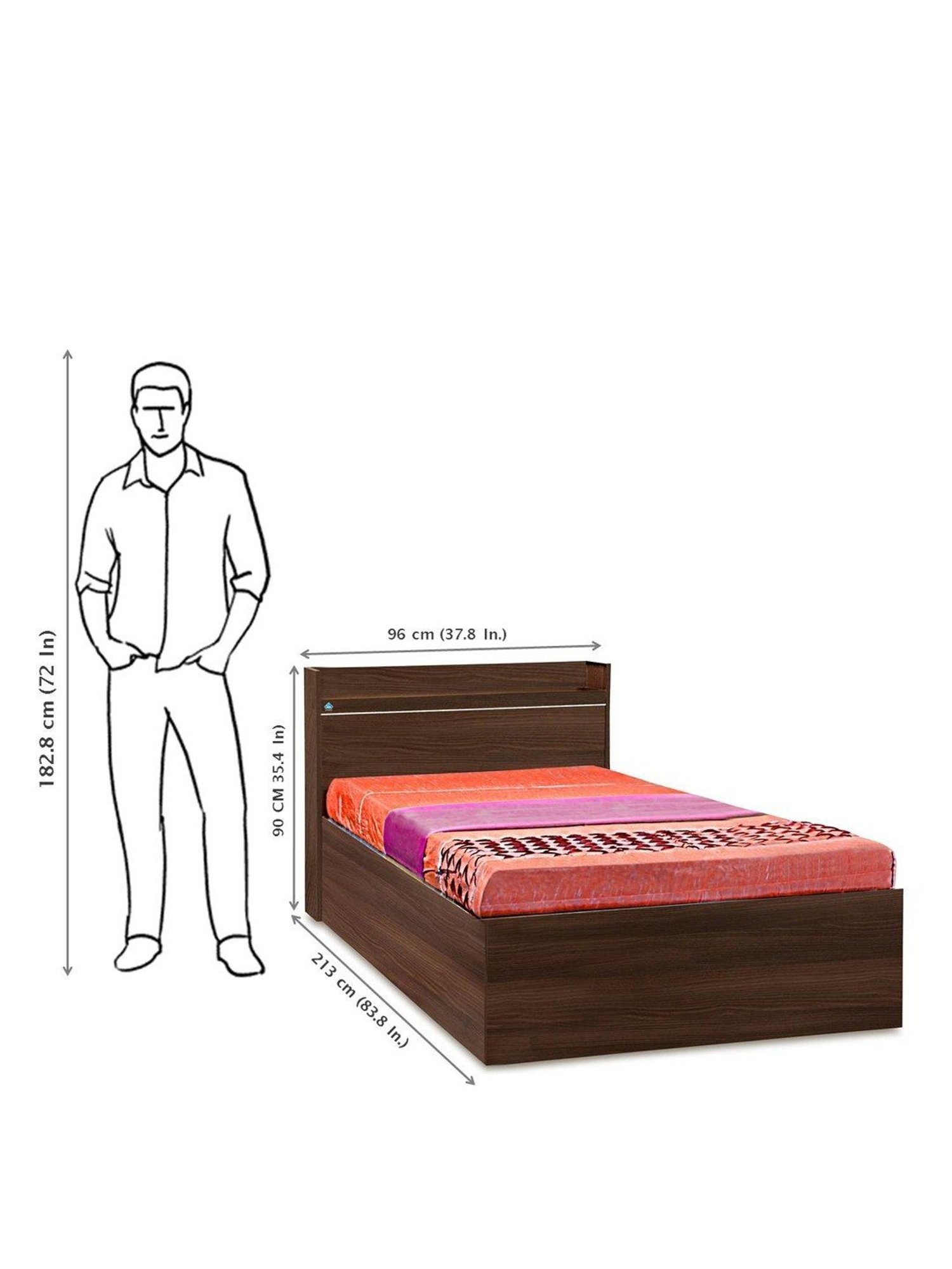 Delite Kom Cherry Acacia Dark Engineered Wood Single Box Bed