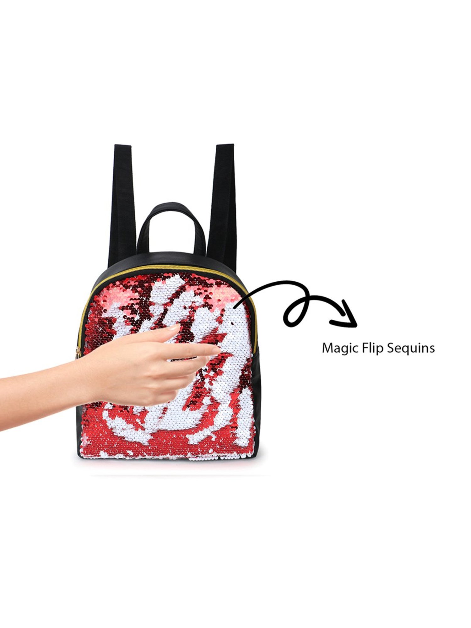 Spice Art Black Embellished Travel Zipper Backpack - 15 Ltrs